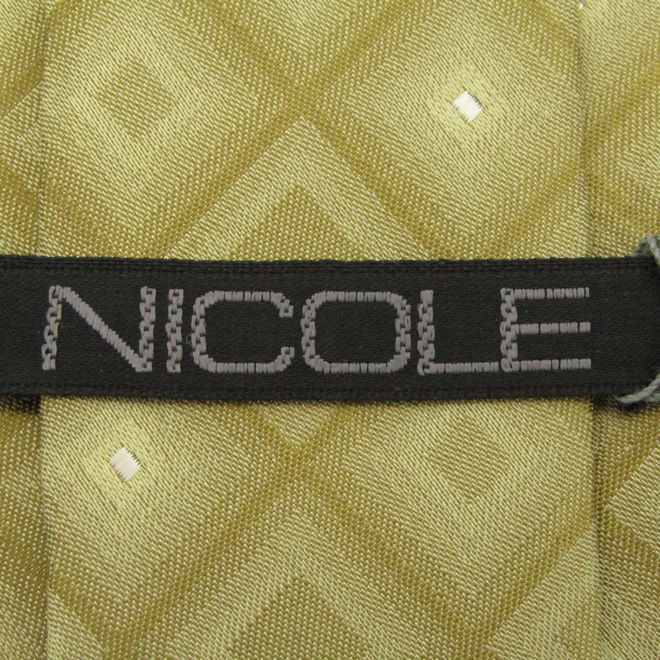 ニコル ブランド ネクタイ シルク 小紋柄 格子柄 未使用タグ付 メンズ グリーン NICOLE_画像4