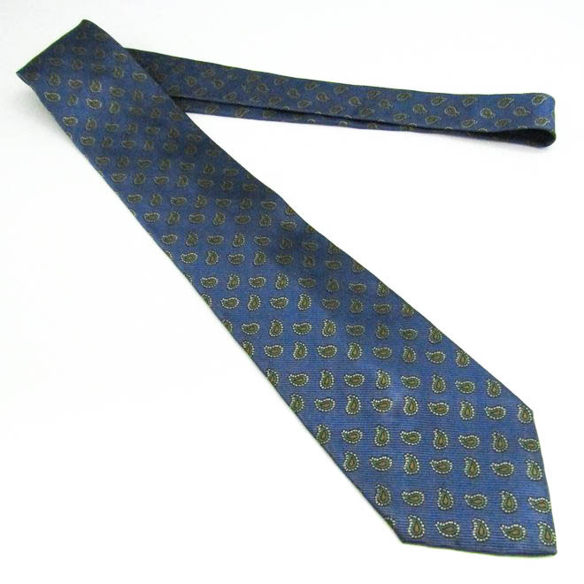  Benetton brand necktie silk peiz Lee pattern total pattern men's navy BENETTON