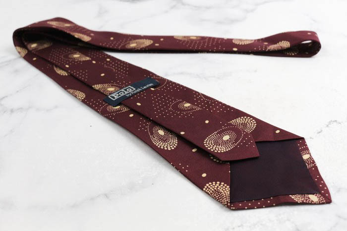  Polo * Ralph Lauren brand necktie dot panel pattern silk America made men's Brown POLO RALPH LAUREN