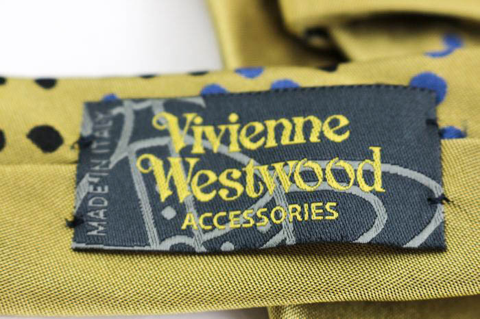 ヴィヴィアンウエストウッド ブランド ネクタイ ドット パネル柄 シルク イタリア製 PO メンズ ベージュ Vivienne Westwoodの画像4