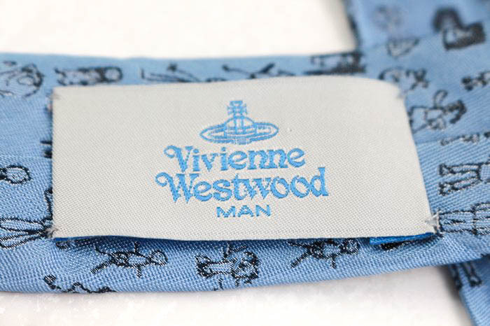 Vivienne Westwood бренд галстук общий рисунок . лицо . человек шелк сделано в Японии PO мужской голубой Vivienne Westwood