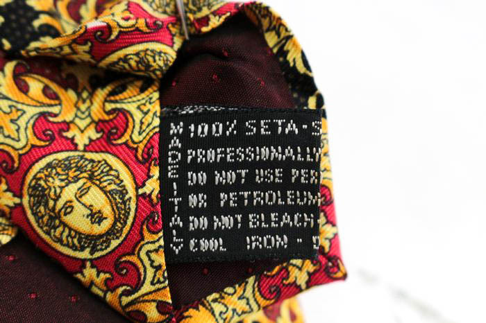  Gianni * Versace brand necktie mete.-sa pattern .. pattern silk Italy made PO men's wine red Gianni Versace