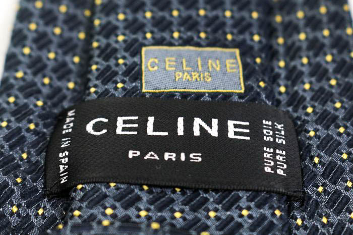 セリーヌ ブランド ネクタイ ドット 花柄 シルク スペイン製 PO メンズ ブラック CELINE_画像4