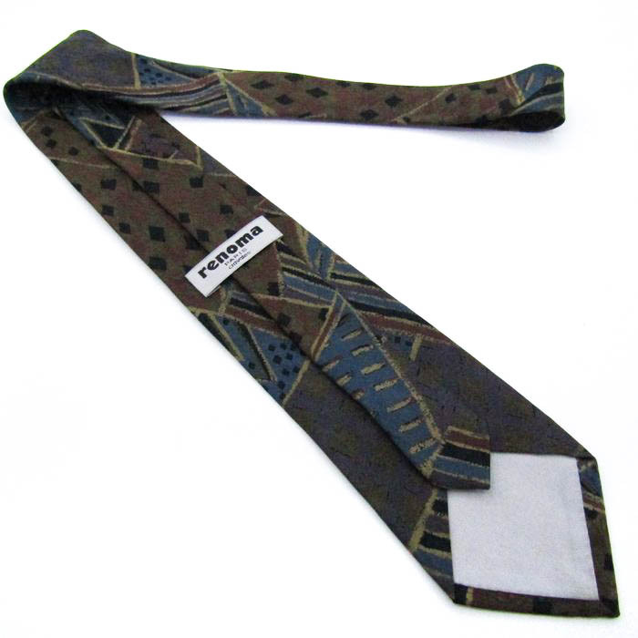  Renoma brand necktie panel pattern geometrical pattern silk men's navy renoma