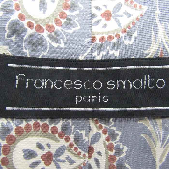 フランチェスコ・スマルト ブランド ネクタイ 総柄 ペイズリー シルク イタリア製 メンズ ライトグレー Francesco SMALTO_画像4