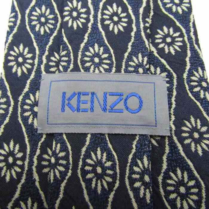 ケンゾー ブランド ネクタイ 花柄 パネル柄 シルク 日本製 メンズ ネイビー KENZO_画像4