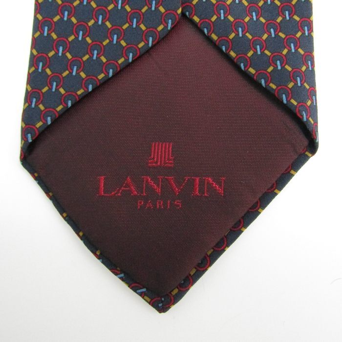 ランバン ブランド ネクタイ ドット 格子柄 パネル柄 シルク フランス製 PO メンズ ネイビー LANVIN_画像5