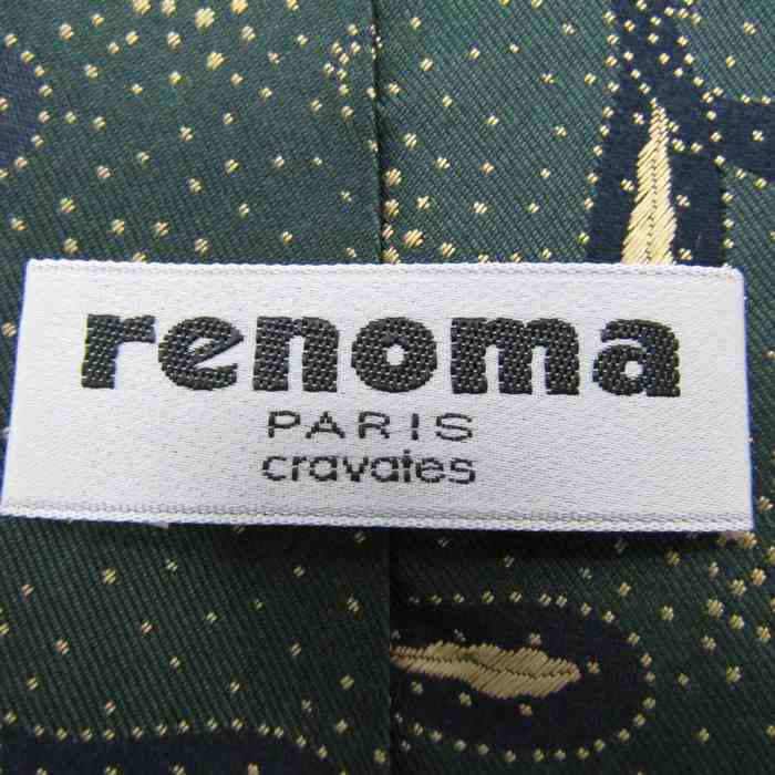 レノマ ブランド ネクタイ 総柄 ペイズリー シルク フランス製 PO メンズ グリーン renoma_画像4
