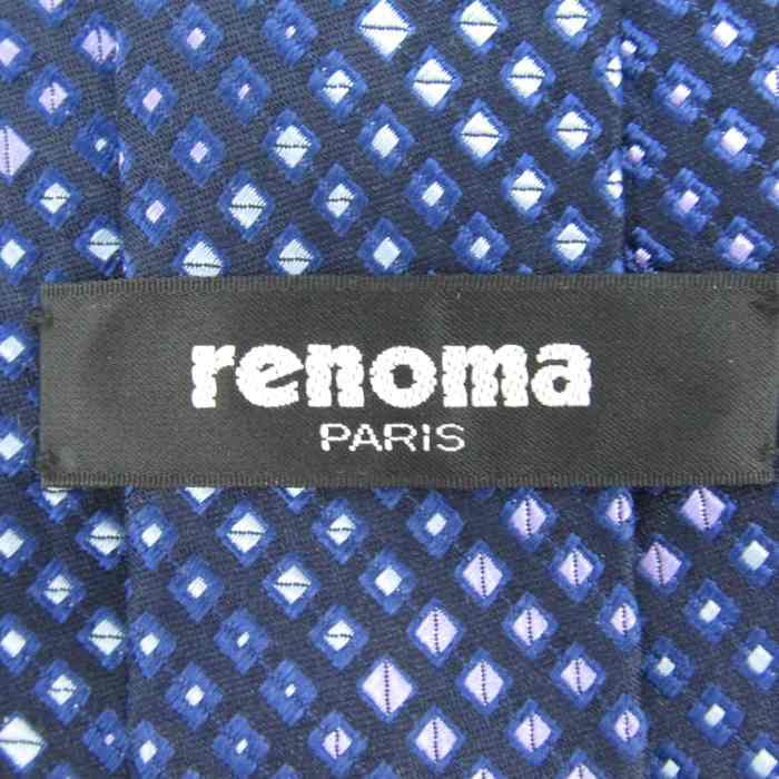 レノマ ブランド ネクタイ 総柄 シルク 日本製 PO メンズ ネイビー renoma_画像4