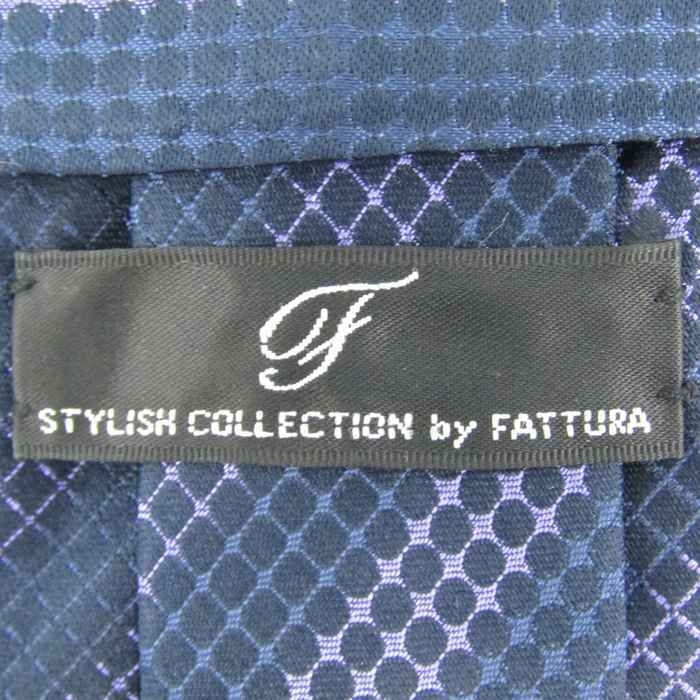 ファットゥーラ ブランド ネクタイ 総柄 ストライプ シルク PO メンズ ネイビー FATTURA_画像4