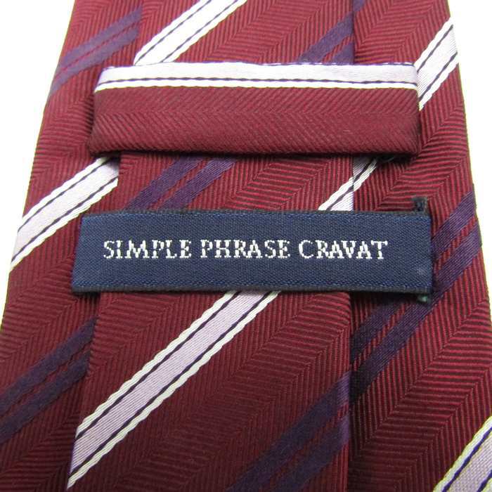 シンプルフレーズクラバット ブランド ネクタイ 総柄 ストライプ シルク混 PO メンズ ワインレッド SIMPLE PHRASE CRAVAT_画像4