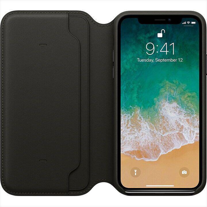  regular goods new goods genuine products Apple iPhone X smartphone case black notebook type leather folio smartphone cover wireless charge correspondence Qi correspondence 