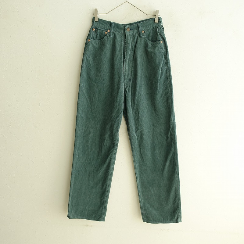 リノ LENO *KAY コーデュロイパンツ*04グリーン系無地コットンノンストレッチLENO&Co(33-2403-302)【40D42】_画像1