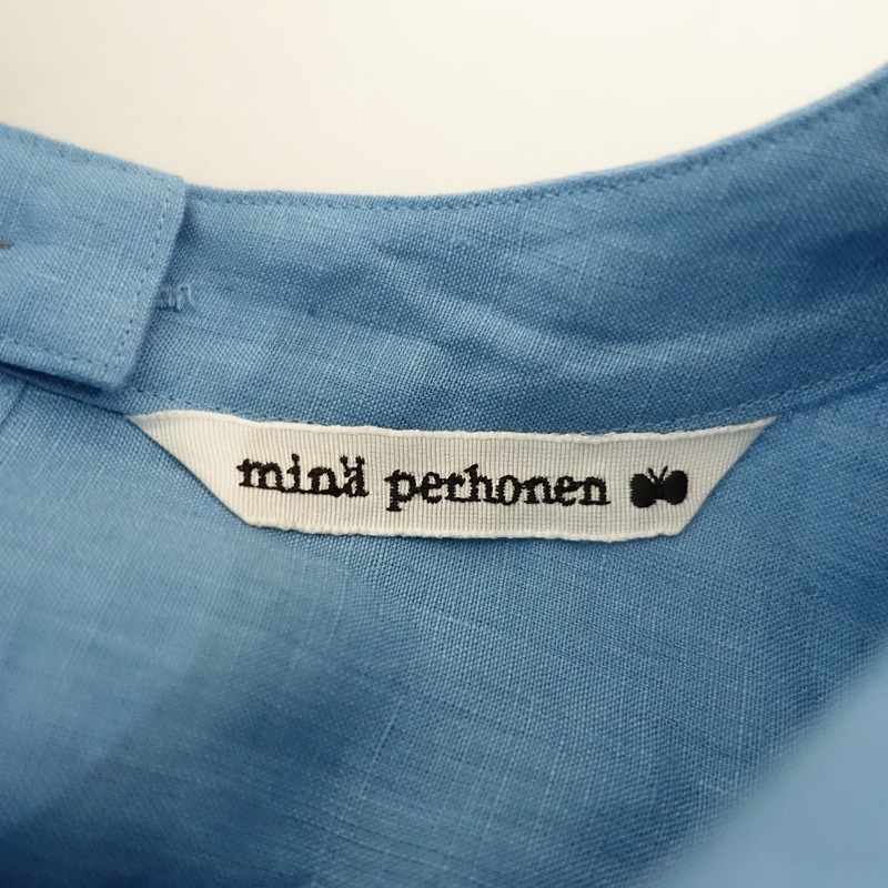 [ beautiful goods / regular price 8.3 ten thousand ] mina perhonen mina perhonen *following daylinen One-piece *40 embroidery light blue (m1-2403-367)[70D42]