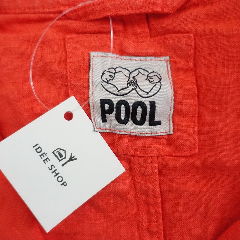 【未使用/定価1万】プール POOL *リネンコート*ONE濃オレンジ薄手ライトアウター無地IDEE(jk33-2403-462)【80D42】の画像8