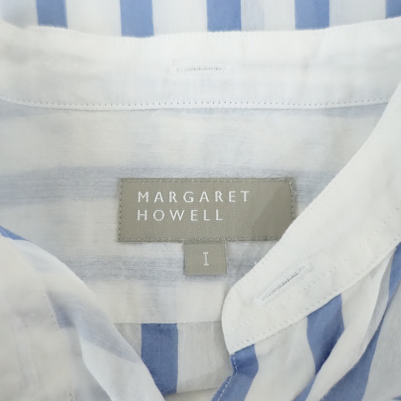 マーガレットハウエル MARGARET HOWELL *SILK COTTON BOLD STRIPE プルオーバーシャツ*1ブラウス綿絹(1-2403-389)【11D42】の画像8