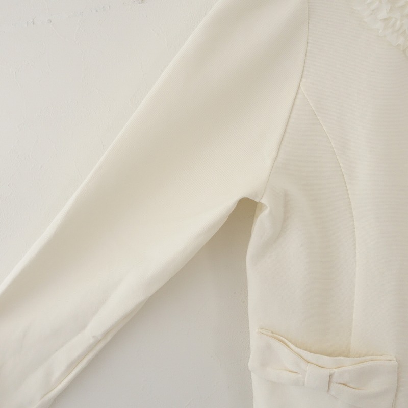 クチュールブローチ Couture brooch *フリルカラーリボンカーディガン*38トップス羽織りオフホワイト(1-2403-497)【51D42】の画像3