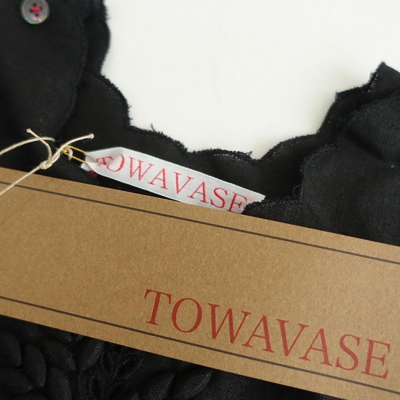 【美品/2023SS/定価7.4万】トワヴァーズTOWAVASE*Bon voyage dress*Fワンピーススカラップビジュ―ブラック(j27-2403-128)【51D42】の画像7