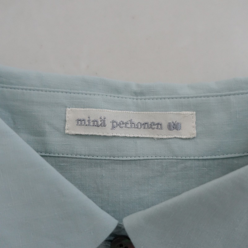 【美品/定価7.9万】ミナペルホネン mina perhonen *silent lake シャツドレス*38麻ギャザー半袖ワンピース(m25-2403-572)【71D42】_画像8