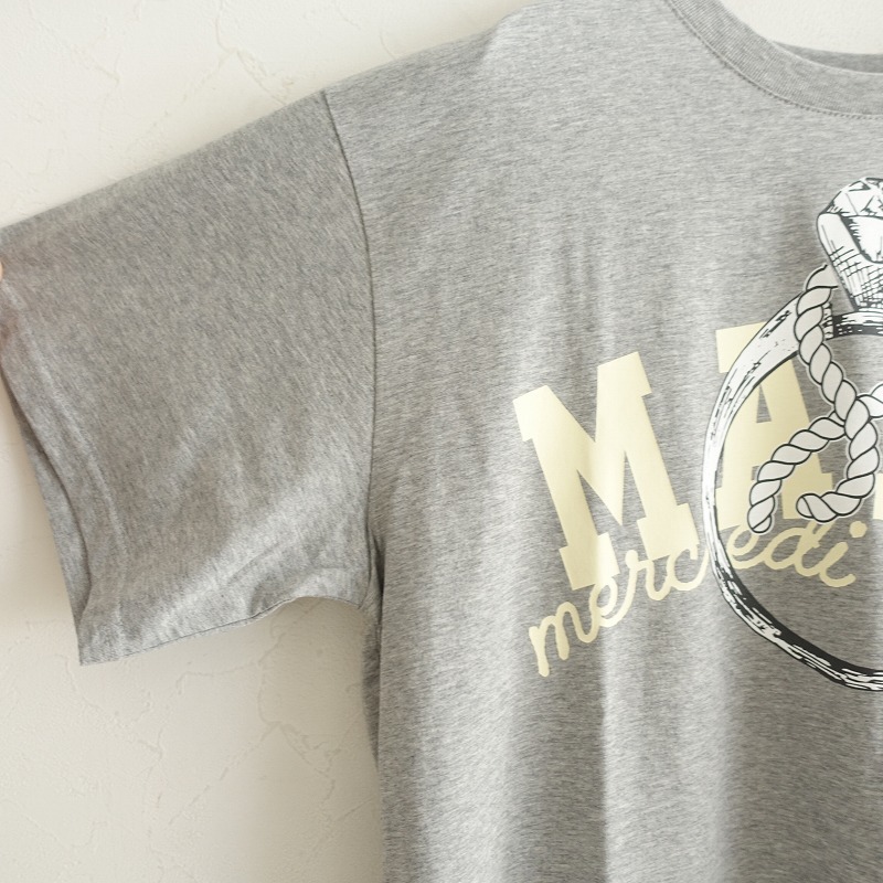 【美品】マルディメクルディ Mardi Mercredi *リングプリントTシャツ*杢グレー半袖カットソー(33-2403-629)【81D42】_画像3