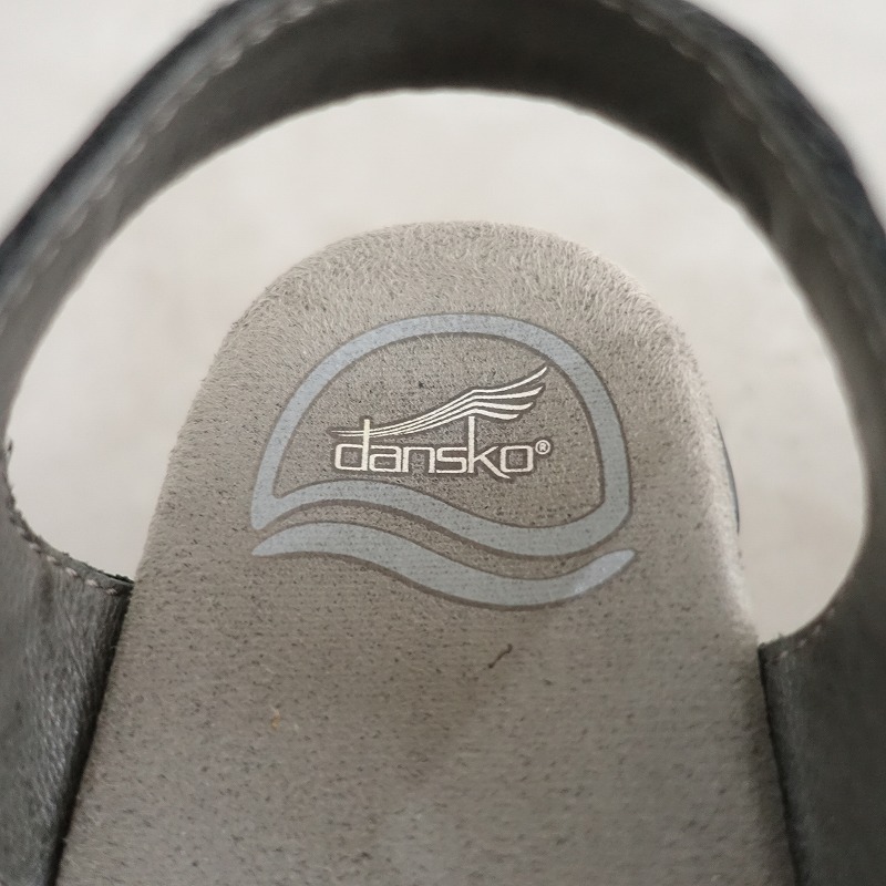 ダンスコ DANSKO *SAM サム アンクルストラップシューズ 37/23.5*ブラック黒グレーレザー皮革(sh88-2404-46)【12D42】の画像9