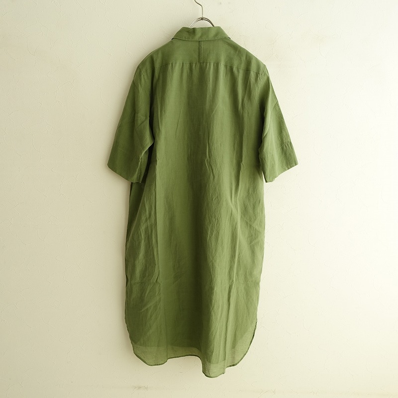 【定価6.1万】マーガレットハウエル MARGARET HOWELL *SHEER COTTON SILKシャツドレス*1オリーブグリーン絹(2-2403-700)【22D42】の画像2