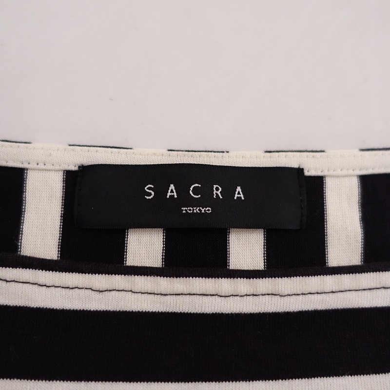 [ regular price 1.9 ten thousand ] Sakura SACRA * traditional border cut and sewn *38 black eggshell white long sleeve cut and sewn (33-2404-18)[22D42]