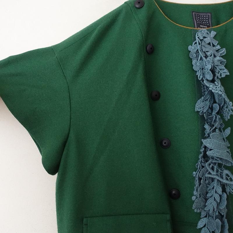 [ beautiful goods / regular price 9.3 ten thousand ] mina perhonen mina perhonen *souplesse wool One-piece *38 green green dress double (1-2404-71)[42D42]