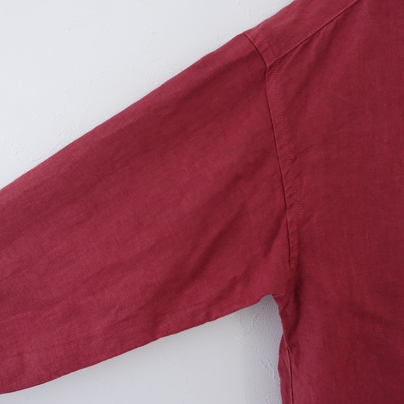ネストローブ nest Robe *リネンスタンドカラーシャツ*レッド赤長袖ロングスリーブ麻ブラウス(33-2404-99)【82D42】の画像3