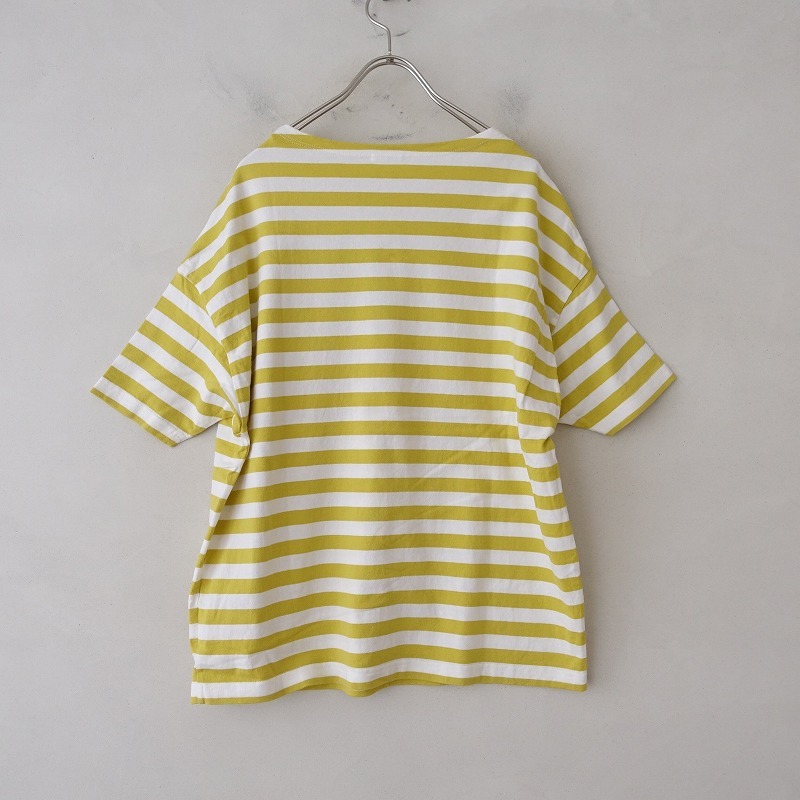 マイヨ maillot *ボーダードロップショルダーTシャツ*0カットソー半袖ボートネック(33-2403-918)【82D42】_画像2