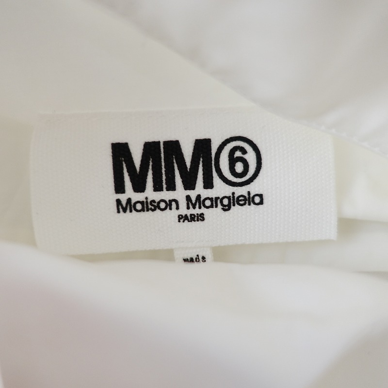 エムエム6メゾンマルジェラ MM6 Maison Margiela *ウイングカラーノースリAラインロングワンピース*40綿白(2-2404-108)【92D42】の画像9