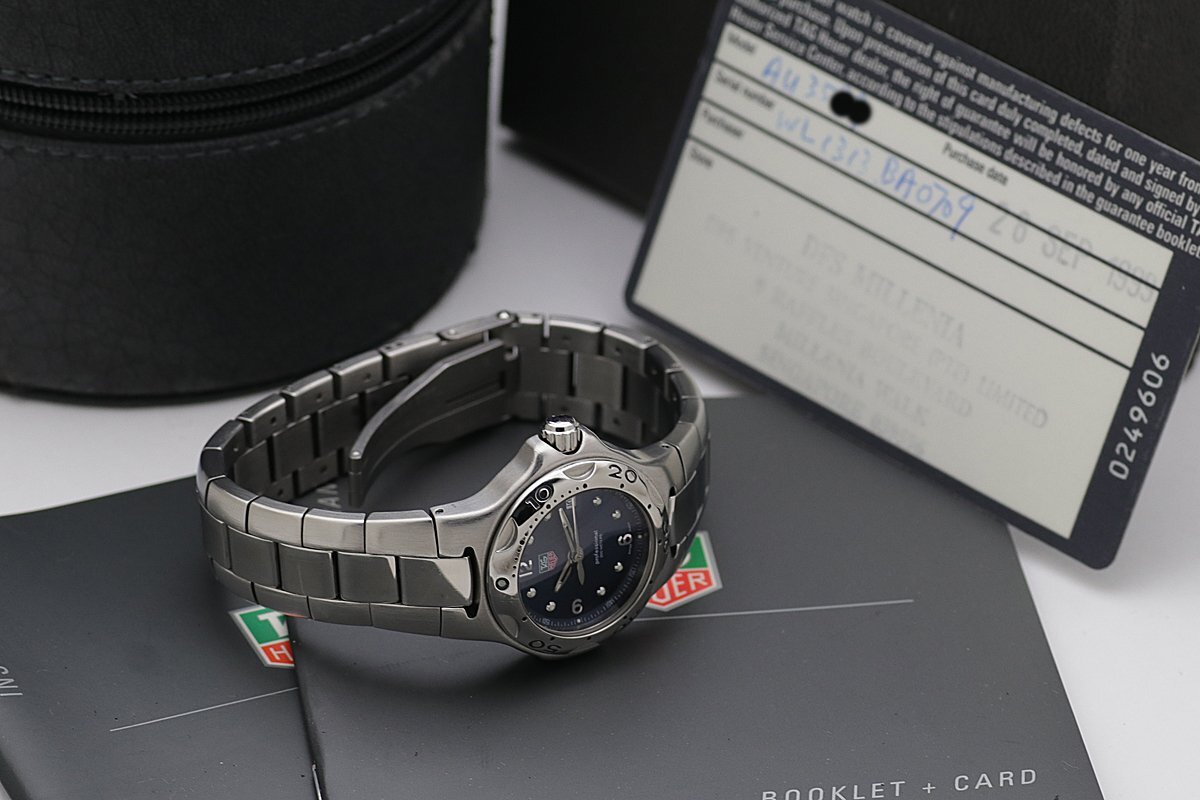 1円～ 美品 電池交換済 TAG HEUER タグホイヤー キリウム WL1313.BA0709 SS レディース クォーツ ネイビー文字盤 箱保取_画像10