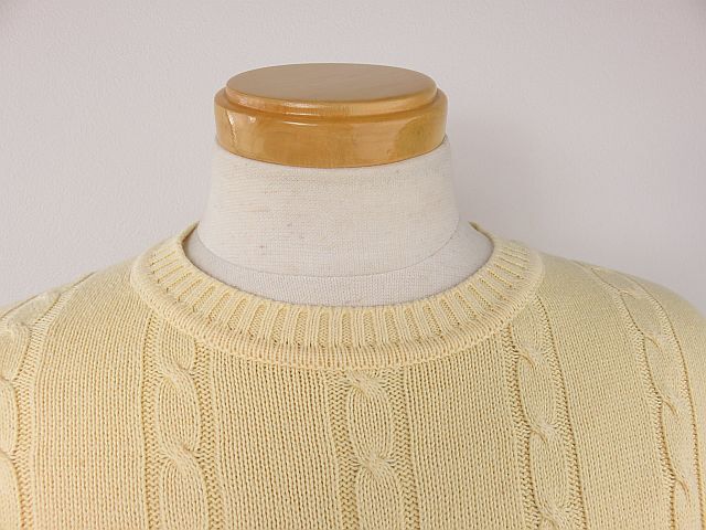 マクレガー　McGREGOR　ケーブル編み　ニットセーター　黄色　ロゴ刺繍入り　綿１００％　日本製　M_画像6