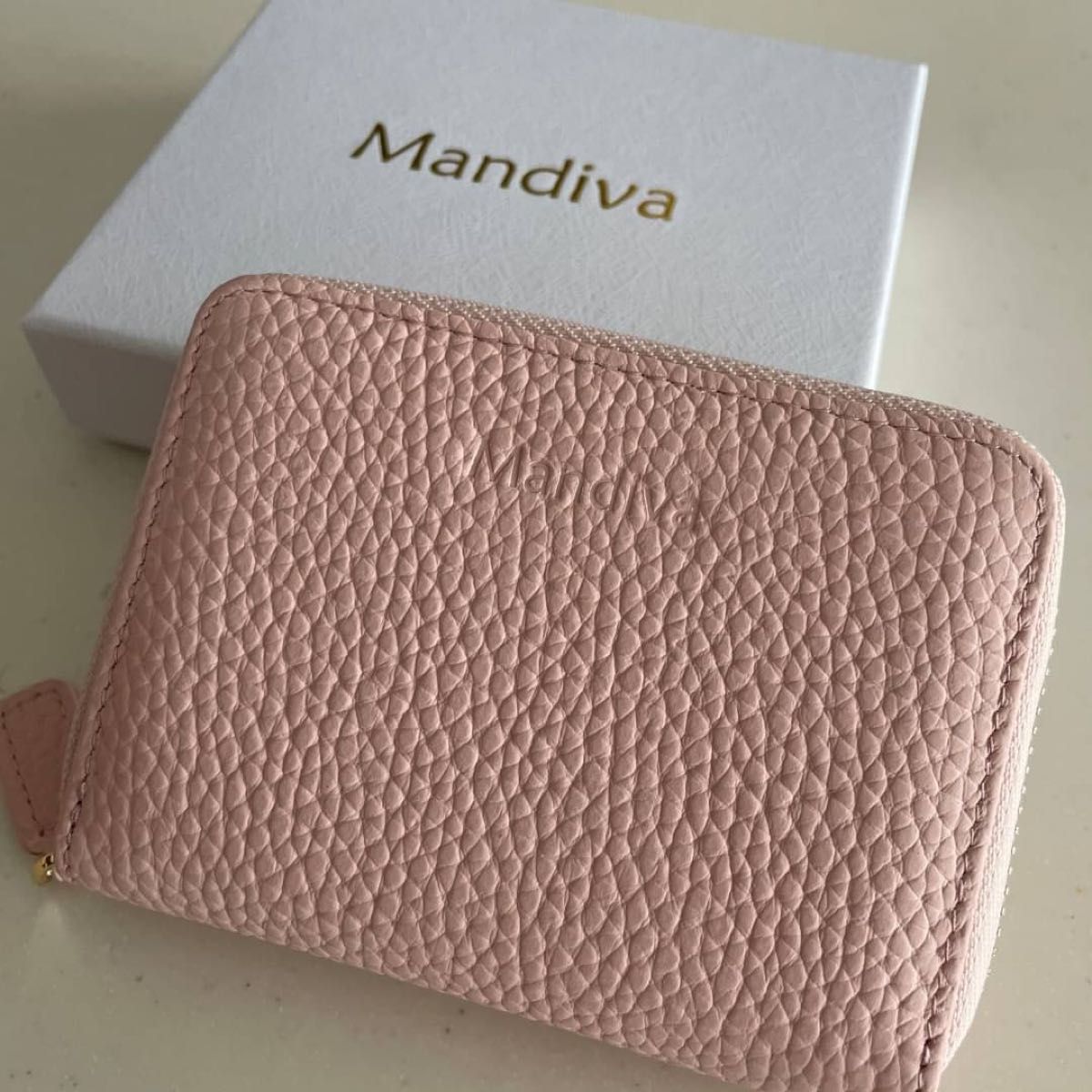 ミニ財布 ピンク レディース 二つ折り 本革 ギフトボックス付き プレゼント