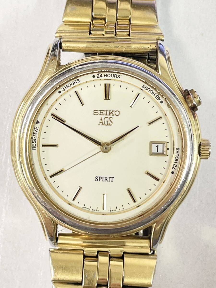 SEIKO セイコー SPIRIT スピリット 5M22-6A10 AGS オートクォーツ キネティック メンズ 腕時計 の画像1