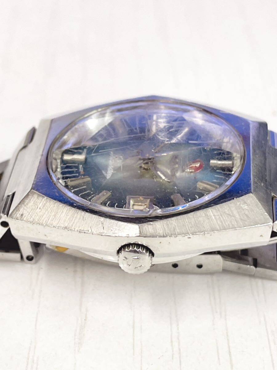 RADO ラドー Randegg ラウンド デイト 青文字盤 カットガラス メンズ 自動巻き 腕時計_画像3