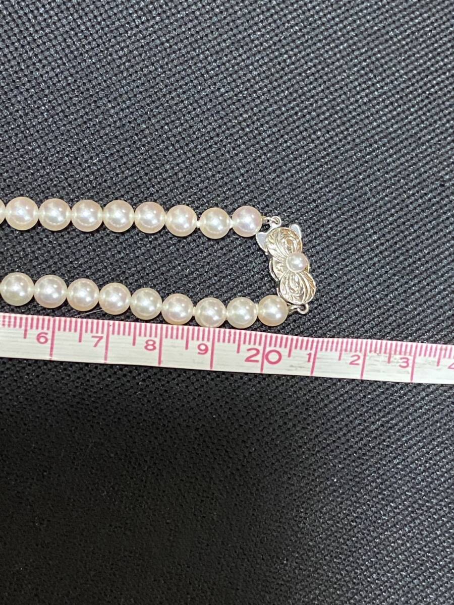 美品 MIKIMOTO ミキモト アコヤ真珠 約6㎜ 重さ25g パールネックレス シルバー金具SILVERの画像9