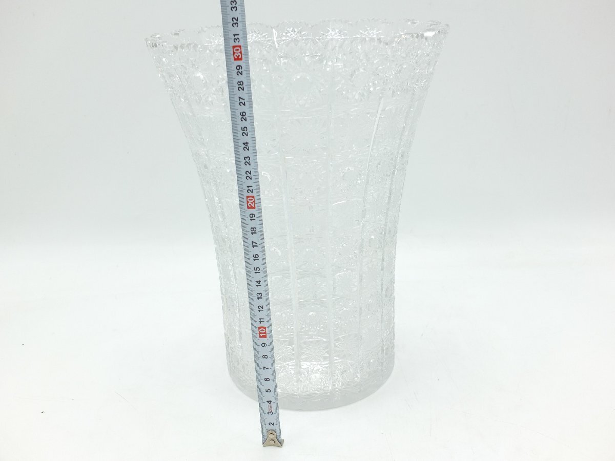 【z27054】BOHEMIA GLASS ボヘミアグラス インテリア フラワーベース クリスタルガラス 花瓶 格安スタート_画像9