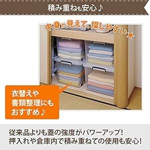 アイリスオーヤマ 収納ボックス 衣装ケース ふた付き 丈夫 頑丈 大型 キャリー 幅44×奥行74×高さ35cm ネイビー クリア_画像4