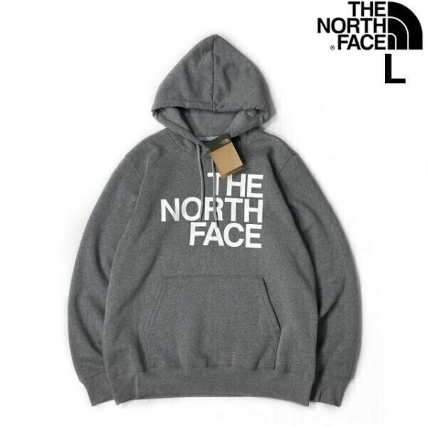 1円～!売切!【正規新品】THE NORTH FACE◆BRAND PROUD HOODIE パーカー ビッグロゴ ハーフドーム US限定 男女兼用(L)グレー 181130-33の画像1