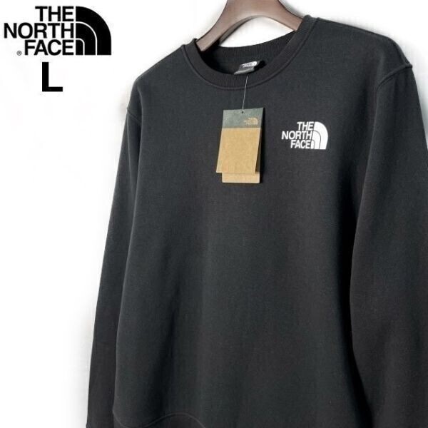 1円～!売切!【正規新品】THE NORTH FACE◆LOGO PULLOVER CREW トレーナー スウェット US限定 裏起毛 男女兼用 キャンプ(L)黒① 181130-22の画像2