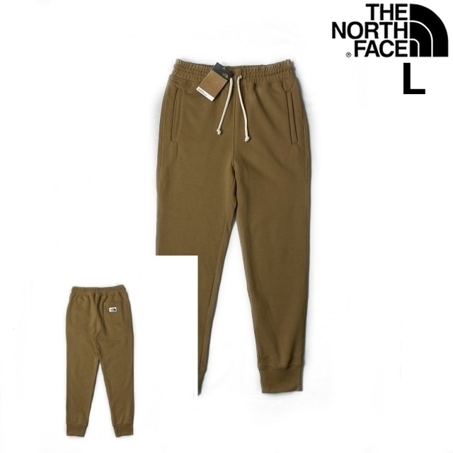 1円～!売切!【正規新品】THE NORTH FACE◆HERITAGE PATCH JOGGERS ジョガーパンツ US限定 ロゴパッチ 裏起毛(L)茶 ベージュ 190110-25_画像1