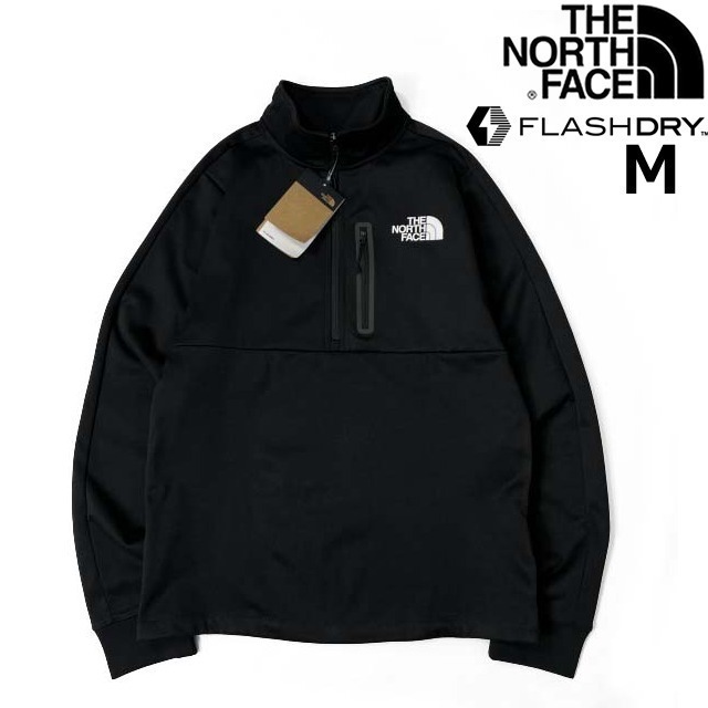 1円～!売切!【正規新品】THE NORTH FACE◆PIONEER PEAK 1/4 ZIP トラックジャケット US限定 速乾 FLASHDRY ストレッチ(M)黒 180915-35_画像1