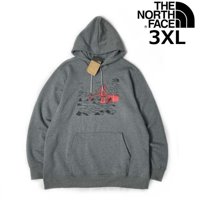 1円～!売切!【正規新品】THE NORTH FACE◆LANDMARK HOODIE パーカー サンフランシスコ グラフィック US限定 裏起毛(3XL)グレー 181130-33の画像1