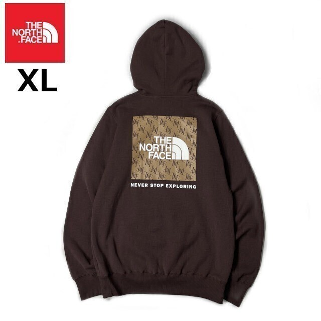 1円～!売切!【正規新品】THE NORTH FACE BOX NSE PULLOVER HOODIE パーカー US限定 ボックスロゴ 裏起毛 グラフィック 登山(XL)茶181130-30の画像3