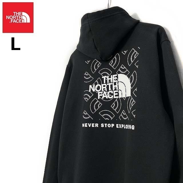 1円～!売切!【正規新品】THE NORTH FACE BOX NSE PULLOVER HOODIE パーカー US限定 ボックスロゴ 裏起毛 グラフィック(L)黒 181130-30の画像2