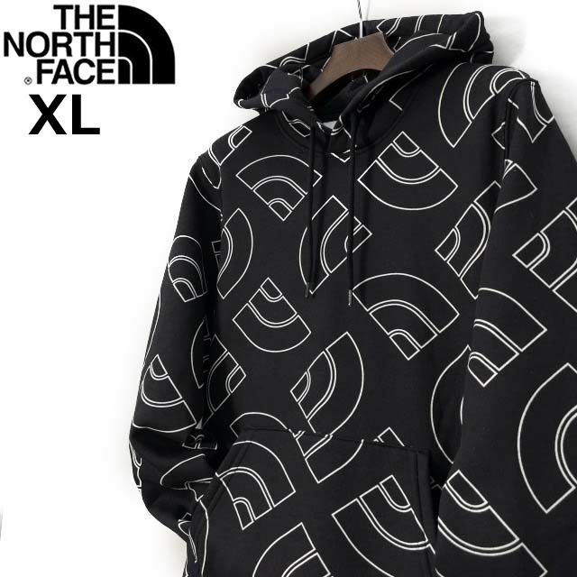 1円～!売切!【正規新品】THE NORTH FACE◆ALL OVER PRINT HOODIE パーカー US限定 裏起毛 アウトドア 男女兼用(XL)黒 総柄 181130-35の画像2