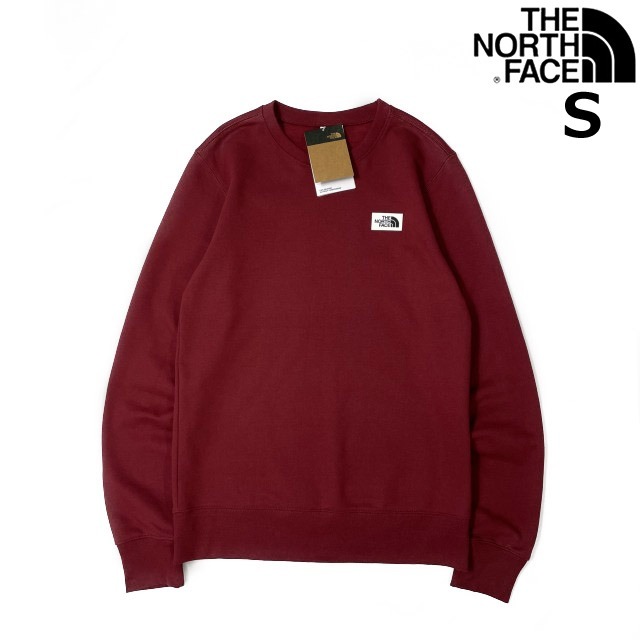 1円～!売切!【正規新品】THE NORTH FACE◆HERITAGE PATCH CREW トレーナー スウェット US限定 上質 裏起毛 ロゴパッチ(S)赤 181130-28の画像1