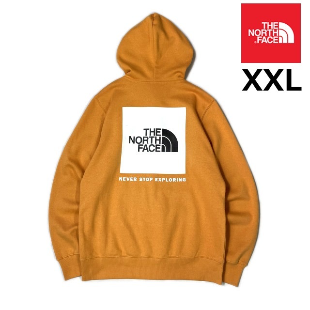 1円～!売切!【正規新品】THE NORTH FACE BOX NSE PULLOVER HOODIE パーカー US限定 バックプリント 裏起毛 男女兼用(XXL)オレンジ181130-10の画像1