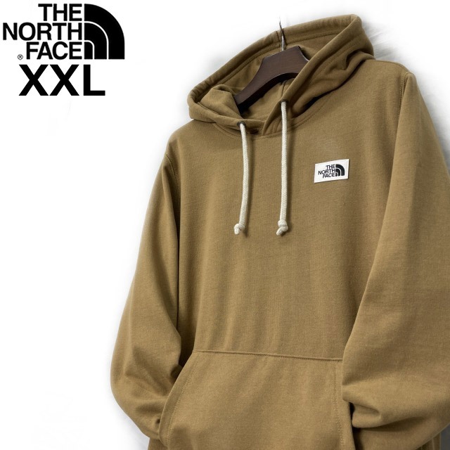 1円～!売切!【正規新品】THE NORTH FACE◆HERITAGE PATCH PULLOVER HOODIE パーカー US限定 上質 ロゴパッチ 裏起毛(XXL)茶 181130-10の画像2